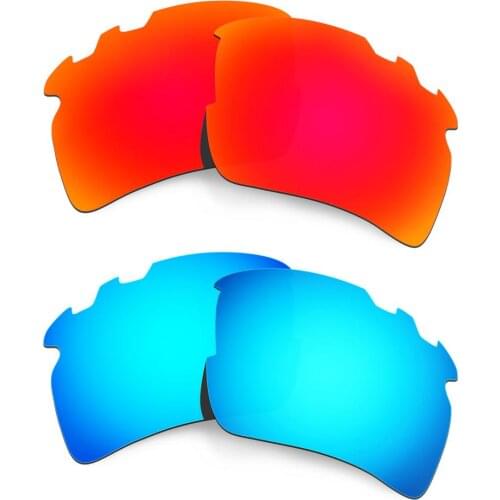 HKUCO For Flak 2.0 XL-Vented Sunglasses Polarized Replacement Lenses 2 Pairs Red & Blue