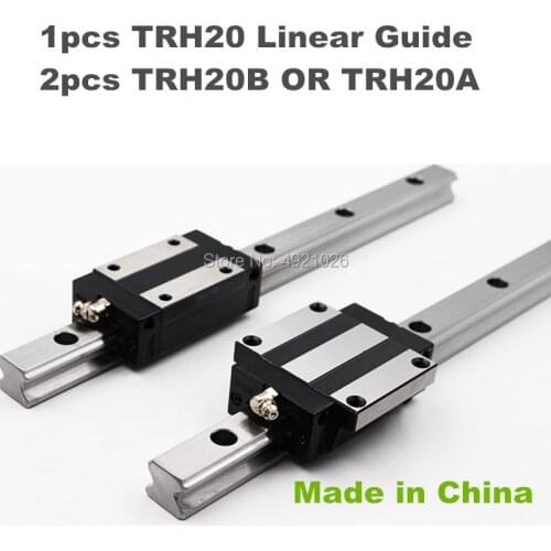 Precision rail 1pc TRH20 Square Linear guide Rail 500 to 1050mm for CNC Router Milling Machine +2pcs TRH20B or TRH20A block