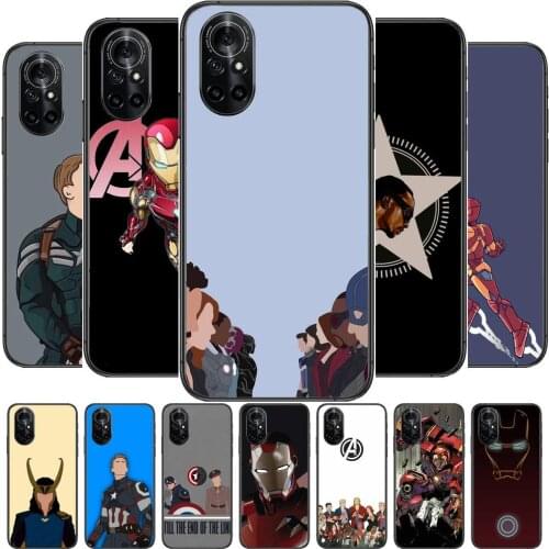 Marvel Clear Phone Case For Huawei Honor 20 10 9 8A 7 5T X Pro Lite 5G Black Etui Coque Hoesjes Comic Fash design