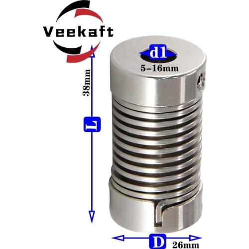 Aluminum alloy D26L38 spring coupling elastic coupling is used for servo motor, screw rod, shaft connector, 3D printer, CNC