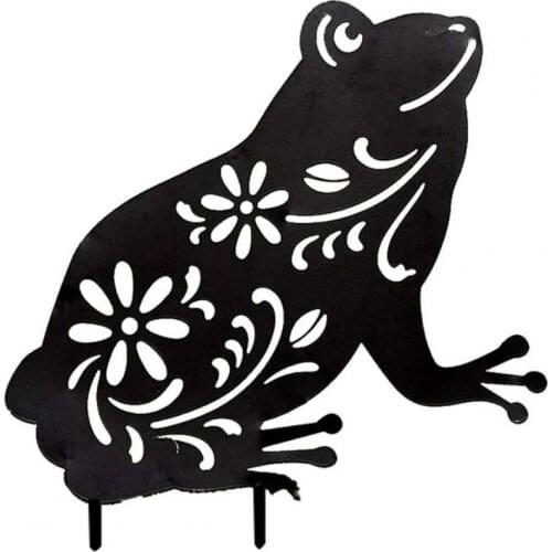 Frog Garden Stake Hollow Weather Resistance Black Acrylic Outdoor Yard Art for Lawns