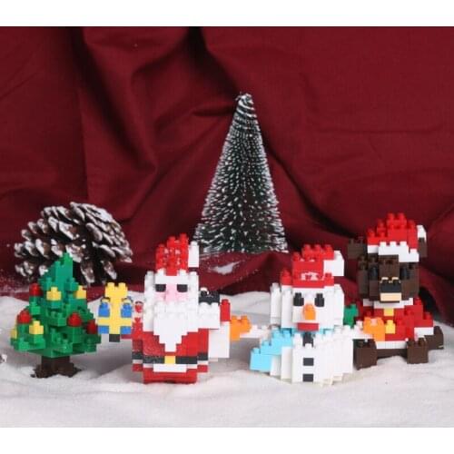 SEMBO BLOCK Christmas Village Winter House Expert Sets Santa Claus Figures Ideas Book Building Blocks Christmas Kid Toys