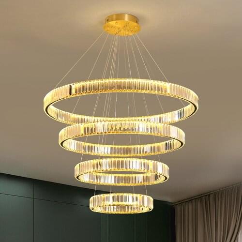 Modern K9 Crystal Led Chandelier Pendant Lamp Luxury for Living Room Luminaire duplex villa staircase large Led Hanging Light