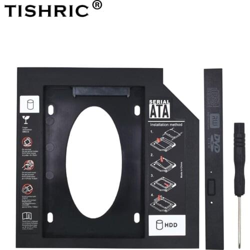 TISHRIC Hot Sale Second 2nd HDD Caddy 12.7mm SATA 3.0 Optibay 2.5'' SSD CD-ROM DVD Adapter Hard Disk Driver Case Enclosure