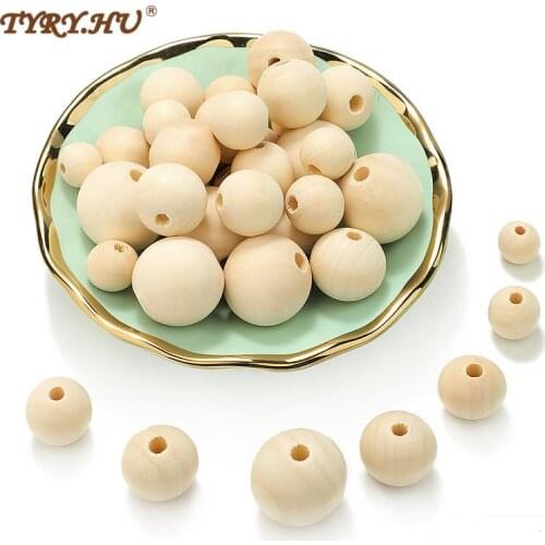 TYRY.HU 10-25mm DIY Natural Wood Round Beads Natural Color Wooden Beads Eco-Friendly Lead-Free Wooden Balls 10-1000pcs