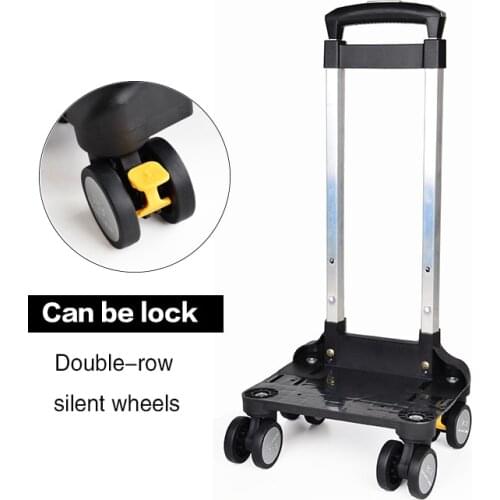 Trolley 4 wheels Mute Universal wheel Rolling Brake wheel can be lock Trolley shelf Push pull Accessories backpack Shopping Bag