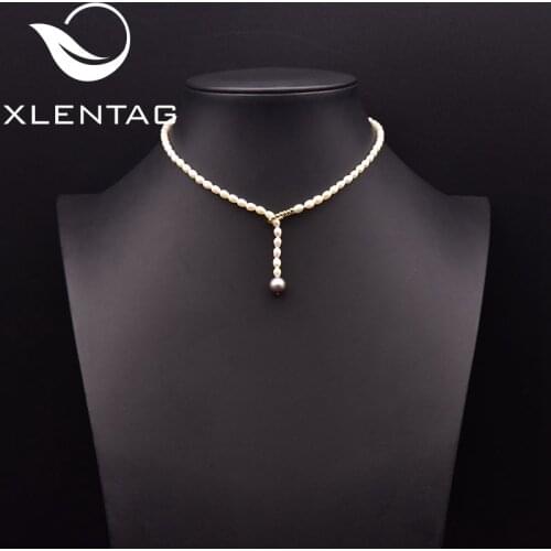 XlentAg Adjustable Simple Clavicle Natural Freshwater Pearl NecklaceWomen Birthday Party Luxury Simple Gift Jewelry GN0293