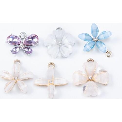 YEPENGFEI 20 PCS flower crystal Charms Alloy jewelry Pendants for Jewelry Making DIY Handmade Craft Accessories js2131