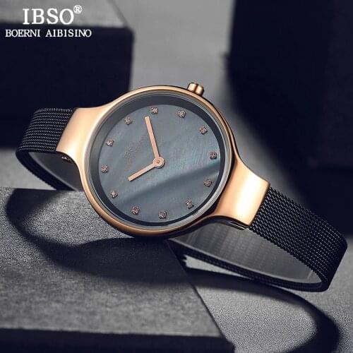 IBSO Women Quartz Watches 7mm Rose Gold Case Wrist Luxury Female Hours Clock Fashion Montre Femme Quartz Watch Relogio Feminino