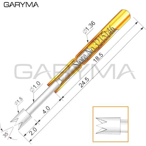100Pcs P160-Q2 Dia 1.5mm Spring Test Probes Pogo Pin Length 24.5mm Stroke Spring Froce:140g Tool
