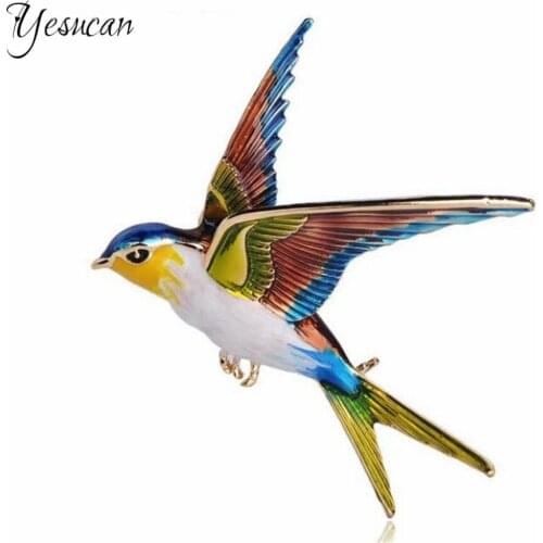 2020 Simple Swallow Brid Brooches Trendy Geometric Enamel Corsage for Women Luxury Party Dress Collar Pin