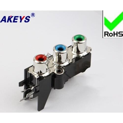 3pcs AV concentric socket 4-foot RCA socket 3-hole PCB welded audio and video socket Lotus socket AV3-8.4-13D