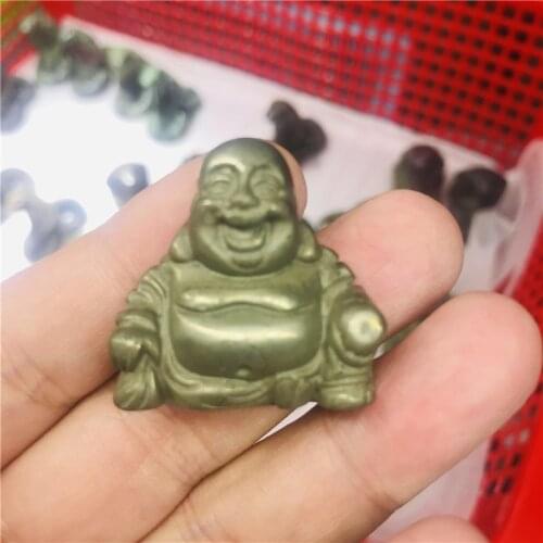 3cm Natural crystal chalcopyrite Maitreya Buddha craft Le smile Buddha pocket like fortune feng shui home decoration