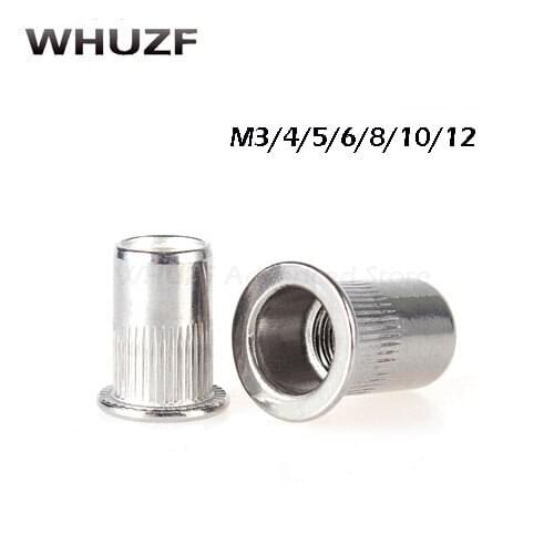 304 Stainless Steel M3 M4 M5 M6 M8 M10 M12 Hollow Flat Head Rivet Set Threaded Rivet For Metal Plates Tubes Fasteners Tools