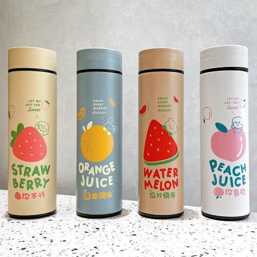 450ml Creative Animal Fruit Thermos Mug 304 Stainless Steel Large Capacity Water Bottle Portable Non-slip Couple Coffee Mug