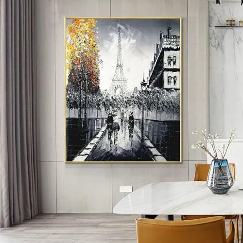 Abstract People Under The Iron Tower 100% Hand Painted Oil Painting On Canvas Abstract Figure Painting Wedding Home Decoration