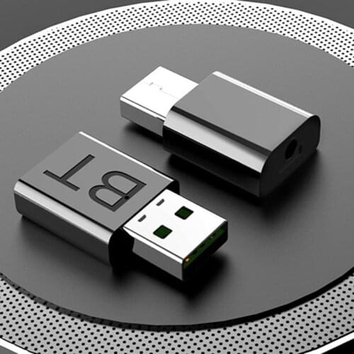 Bluetooth 5.0 Remote Transmitter Receiver 3.5mm USB Charging HD High Sound Quality Wireless Audio Adapter for Car TV Black