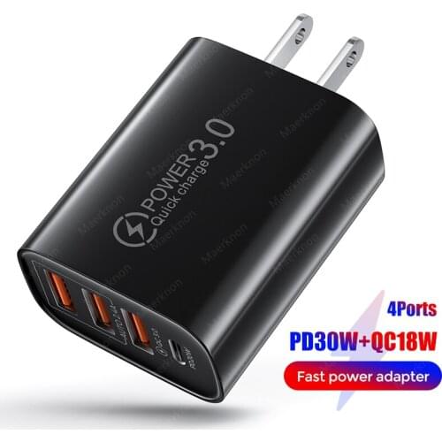 48W Fast Phone Charger Quick Charge 3.0 4.0 PD 30W Wall Mobile Phone Charger For iPhone 12 11 Xiaomi Samsung USB Type C Charger