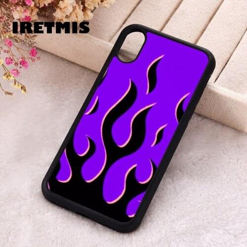Iretmis 5 5S SE 2020 Phone Cover Case for iPhone 6 6S 7 8 Plus X Xs XR 11 12 Mini Pro Max Silicone TPU Purple flame