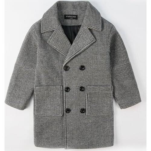 New 2019 Fashion lattice high quality Children Woolen Coat for Boys Hot Autumn Winter Fashion Buttons Kids Clothes Woolen coat
