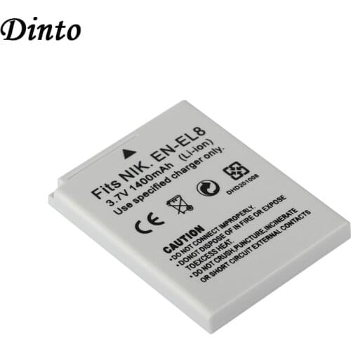 Dinto 1pc 1400mAh EN-EL8 ENEL8 Rechargeable Camera Battery for Nikon Coolpix P1 P2 S1 S2 S3 S5 S6 S7 S7C S8 S9 EN EL8