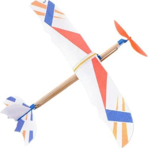 Rubber Band Elastic Powered Aircraft Glider Flying Plane Airplane DIY Kids Toy
