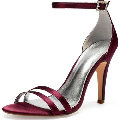 Elegant lady thin high heels satin evening dress shoes strappy sandals ankle strap summer pumps bridal wedding party prom night