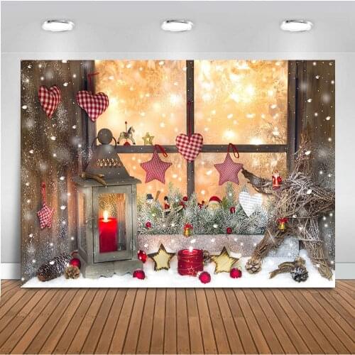Photography Backdrop Christmas Window Background for Photo Studio Family New Year Party Decoration Photobooth Prop