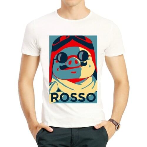 Kurenai No Buta T Shirt White Color Mens Short Sleeve Hayao Miyazaki T-Shirt Tops Tees tshirt Anime Porco Rosso T-shirt Unisex