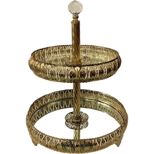 Hurrem Sultan Two layer Gold Sugar Bowl Mirrored Interior Design Handles Nap Cap chocolate candy Presentation Halloween Easter