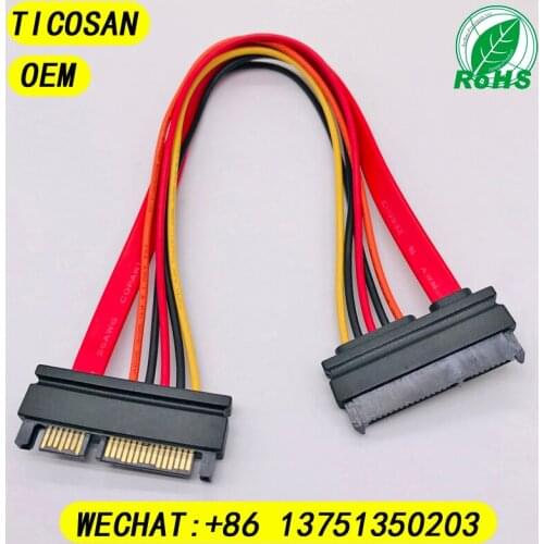 SATA 22 Pin Male To Female Sata Extension Cable SATA 3 III 22 Pin Male to Female 7+15 Pin SATA Data Power Combo Extension Cabl