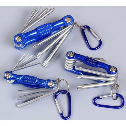 Kingshowden Multifunctional Folding Hex Wrench Spanner Set Keychain Portable Metric Torx Hex Key Wrenches Keys Hand Tool