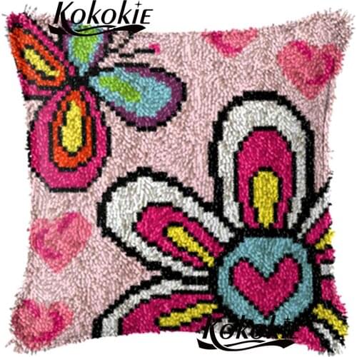 Latch hook flowers pillow modern colorful carpet cross stitch kits cushion Crochet Hook Embroidery yarn Pillowcase Making