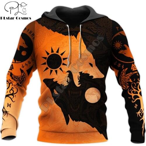 Beautiful Tattoo Geri And Freki Of Odin 3D All Over Printed Mens Hoodie Fashion Unisex Casual Streetwear Jacket Tracksuits DK074