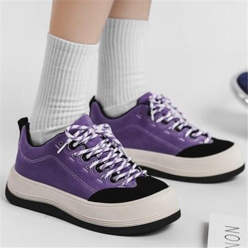 Men Breathable Fashion Leisure Couple Canvas Shoes Flat Lace Up Male Cute Big Head Thick Bottom Board Footwear Outdoor Sneakers