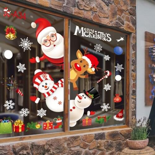 Window Stickers Christmas Decorations For Home 2020 Navidad Natal Merry Christmas Ornaments Cristmas Gifts Happy New Year 2021
