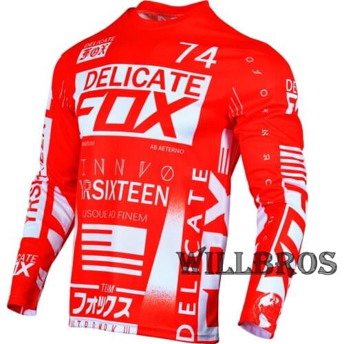 Delicate Fox 360 Flight Long Sleeve Mountain Bicycle Offroad Riding Summer T-shirt Motocross Motorcycle Red Jersey
