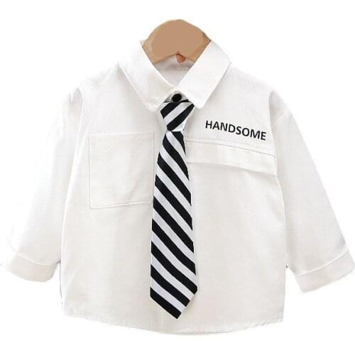 New Spring Infant Clothing Autumn Baby Boys Clothes Fashion Children Cotton Solid Shirt Toddler Casual Costume Kids Tie Tops