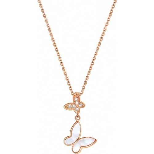 New Style Jewelry Necklace Zircon Double Butterfly Necklace Women Jewellery Necklace