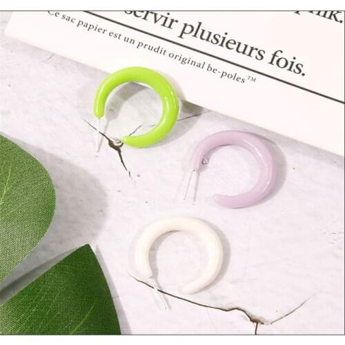 New style 30pcs/lot color print letters C shape resin decoration fashion women earrings stud diy jewelry earring accessory