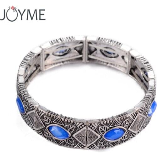 Charm Turkish Fashionable Jewelry Bracelets For Women Ancient Silver Color 3 Color Resin Vintage pulseiras Europe Ethnic Jewelry