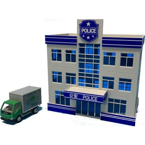 1/87 HO Scale Plastic Police Station For Ho Train Model Sandbox Construction Assembling Layout
