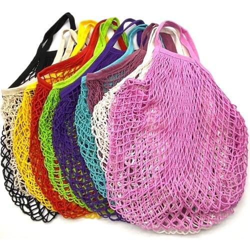 Portable Reusable Grocery Bags for Fruit Vegetable Bag Cotton Mesh String Organizer Handbag Short Handle Net Shopping Bags Tote