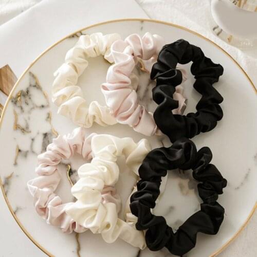 New 1 Set Women Silk Satin Elastic Hair Bands Scrunchies Headband Thin Hair Rubber Band Ponytail Holder Girls Hair Accessories