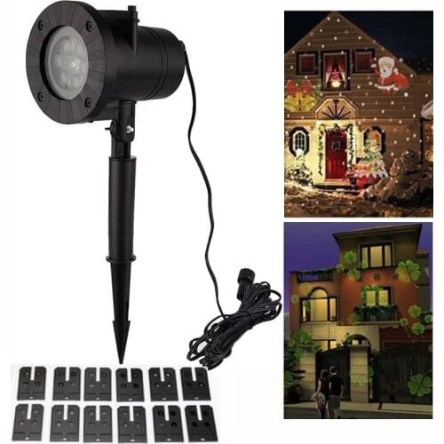 12 Patterns 6W Christmas Laser Snowflake Projector Lamp Outdoor LED Waterproof Moving snow Projector Lights Home Garden Xmas