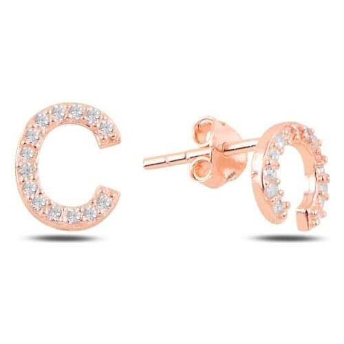 Silver 925 Set-C-Letter Earrings