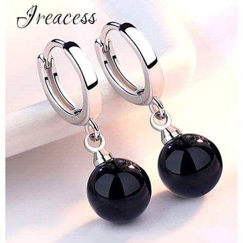 New Long Drop Earrings For Women Vintage Fashion Silver Color Jewelry Earrings With Black Stones Lover' Gift