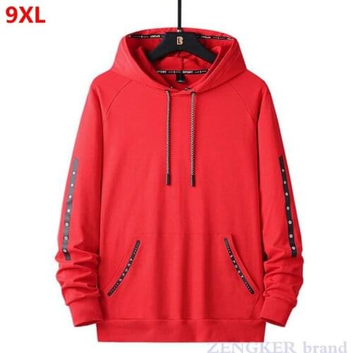 Spring autumn Youth tracksuit Hoodie cotton hooded sweater mens student plus size pullover 9XL 150kg plus size 8xl sweatshirt