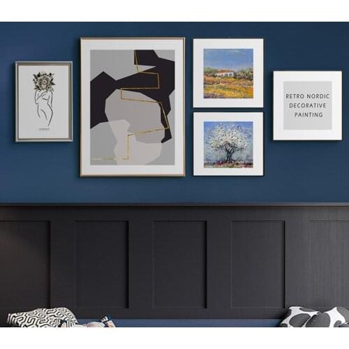 Contemporary Abstract Line Drawing Art Prints Modern Wall Art Canvas Paintings Nordic Landscape Style Posters Living Room Decor