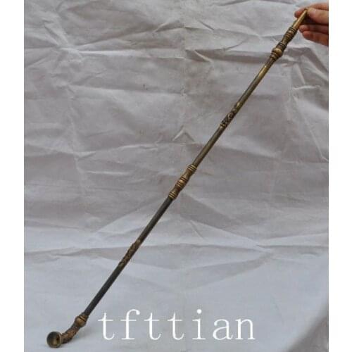 Old Grandpa Uncle Copper Brass craft Old antique Chinese brass Copper Superb Crafts Old Lucky Smoking Tool Statue